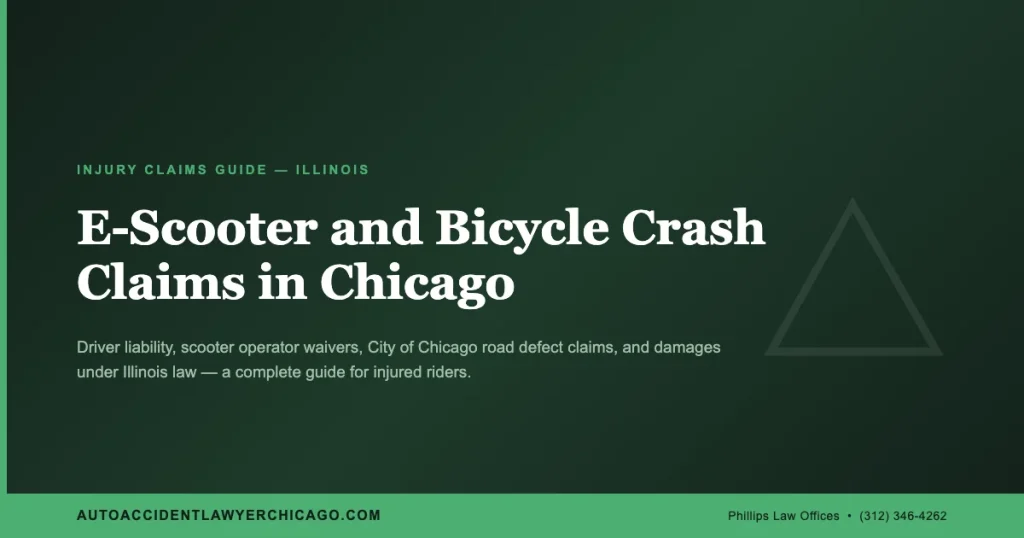 Editorial cover: E-Scooter and Bicycle Crash Claims in Chicago - autoaccidentlawyerchicago.com