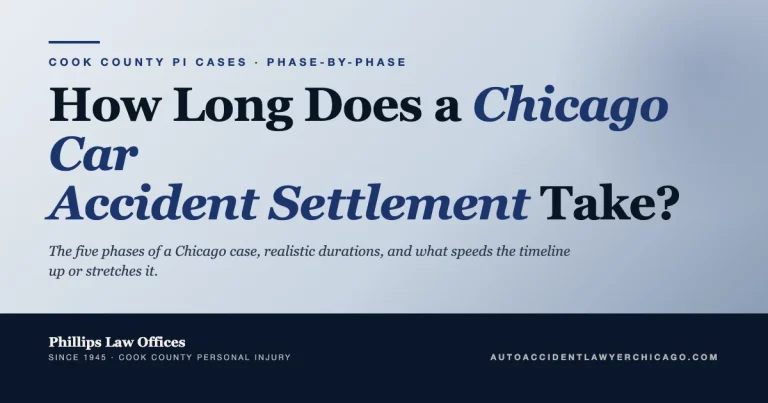 Editorial cover graphic for guide on Chicago car accident settlement timeline
