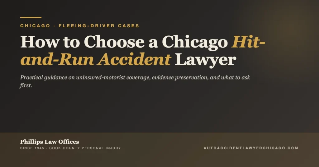 Editorial cover graphic for guide on how to choose a Chicago hit-and-run accident lawyer