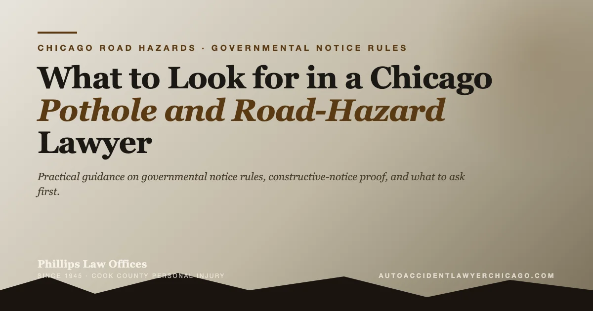What to Look for in a Chicago Pothole and Road-Hazard Lawyer