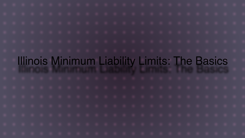 Illinois Minimum Liability Limits: The Basics