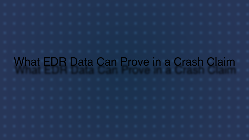 What EDR Data Can Prove in a Crash Claim
